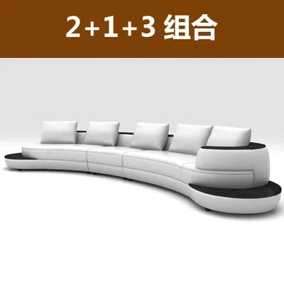 Luxury Modern Curved Genuine Leather Sofa Sectional Couch