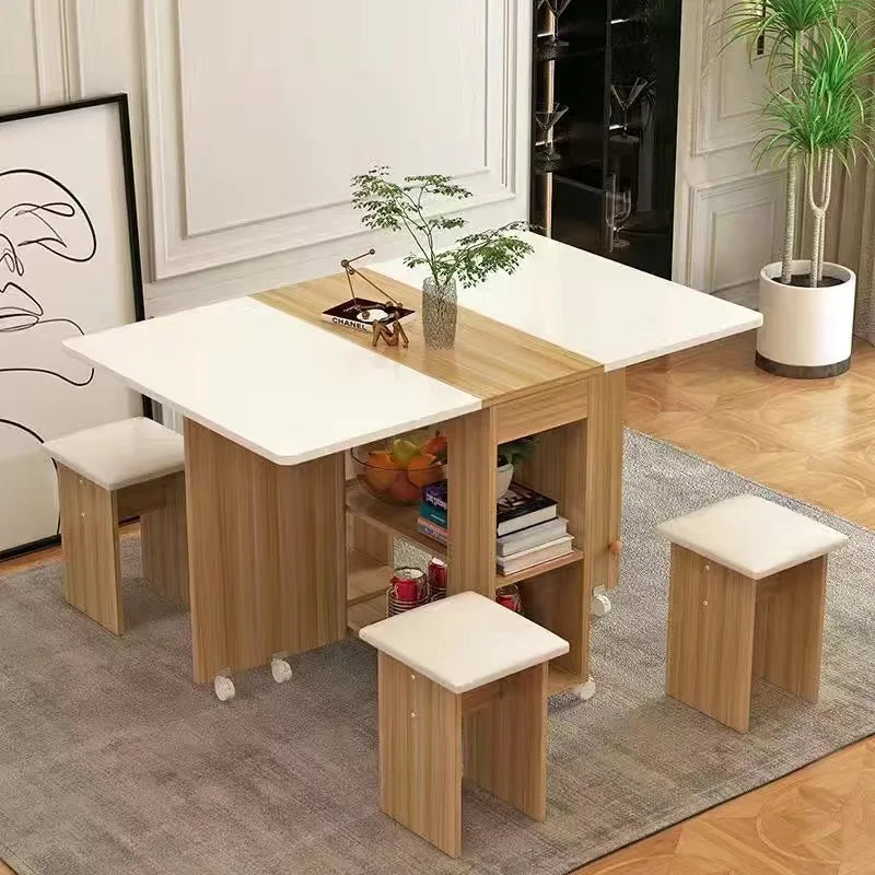 Folding Dining Table Set 4 Chairs Italian Nordic Luxury Dining Table Decorate Simple Mesas Y Sillas De Comedor Kitchen Furniture