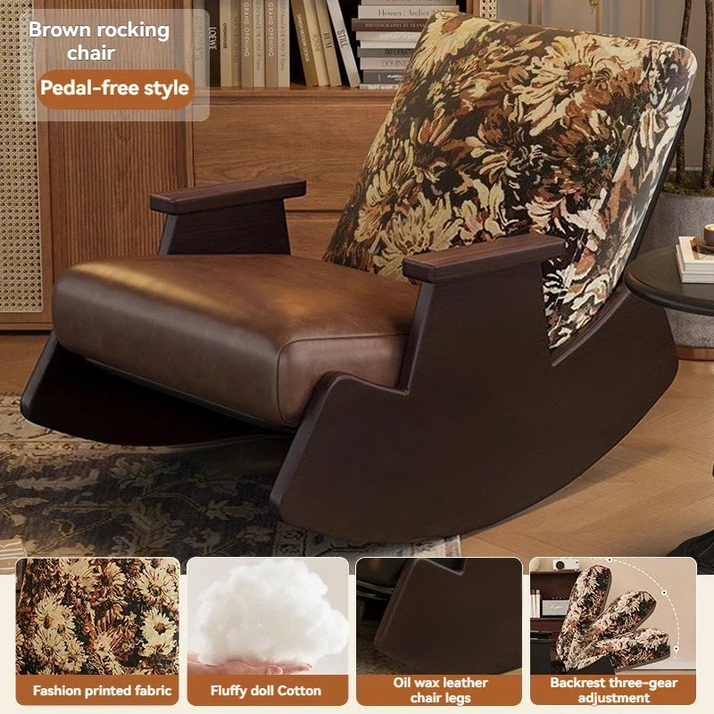 Solid wood retro rocking chair