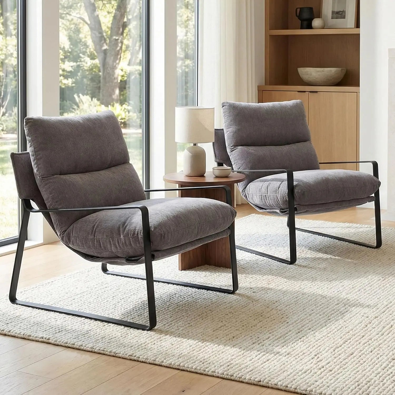 Leather Accent Armchair Set of 2