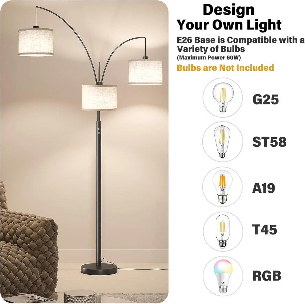 78" Tall Floor Lamp with Hanging Drum Shade,