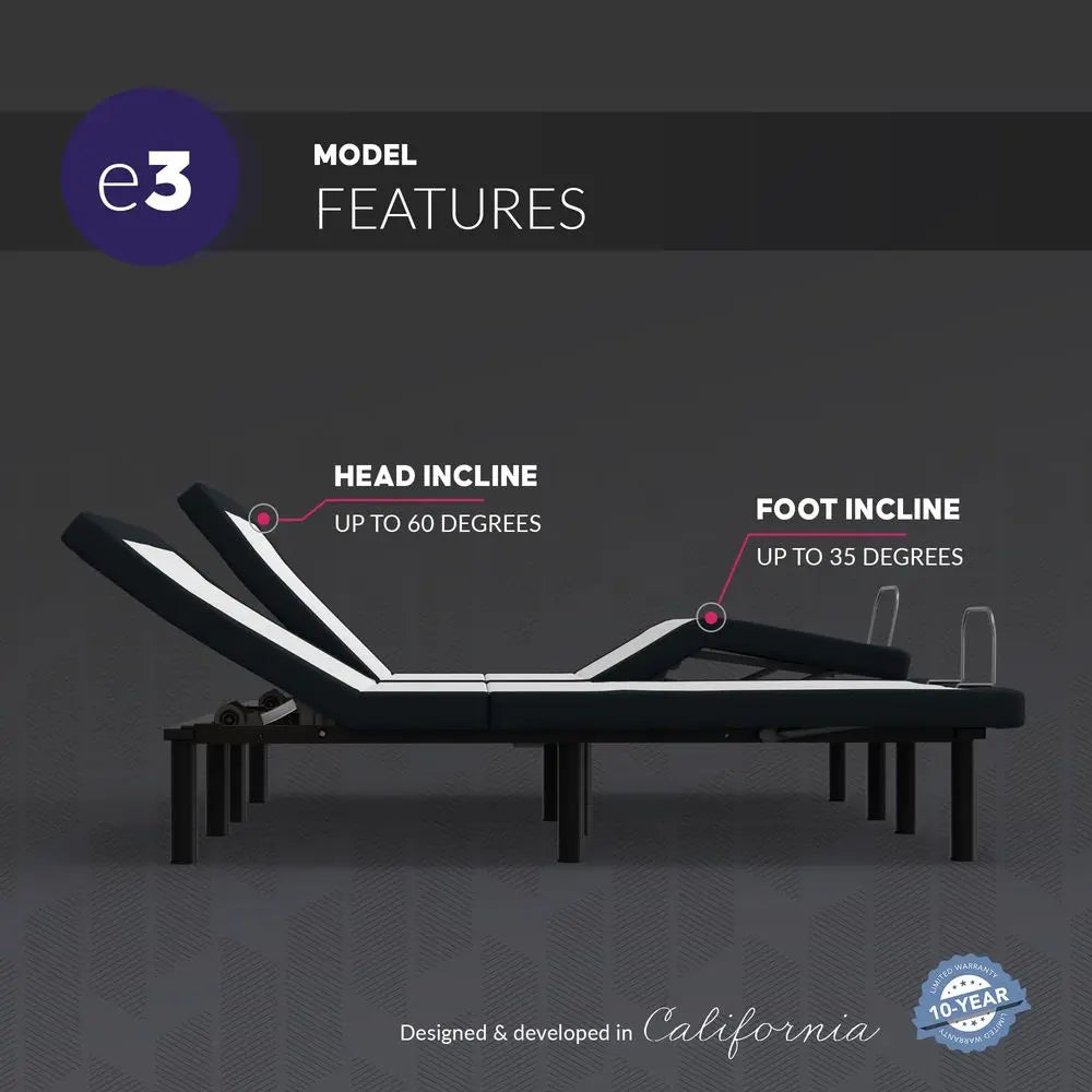 Adjustable Bed Base Frame with Head and Foot Incline, Wireless Remote Control