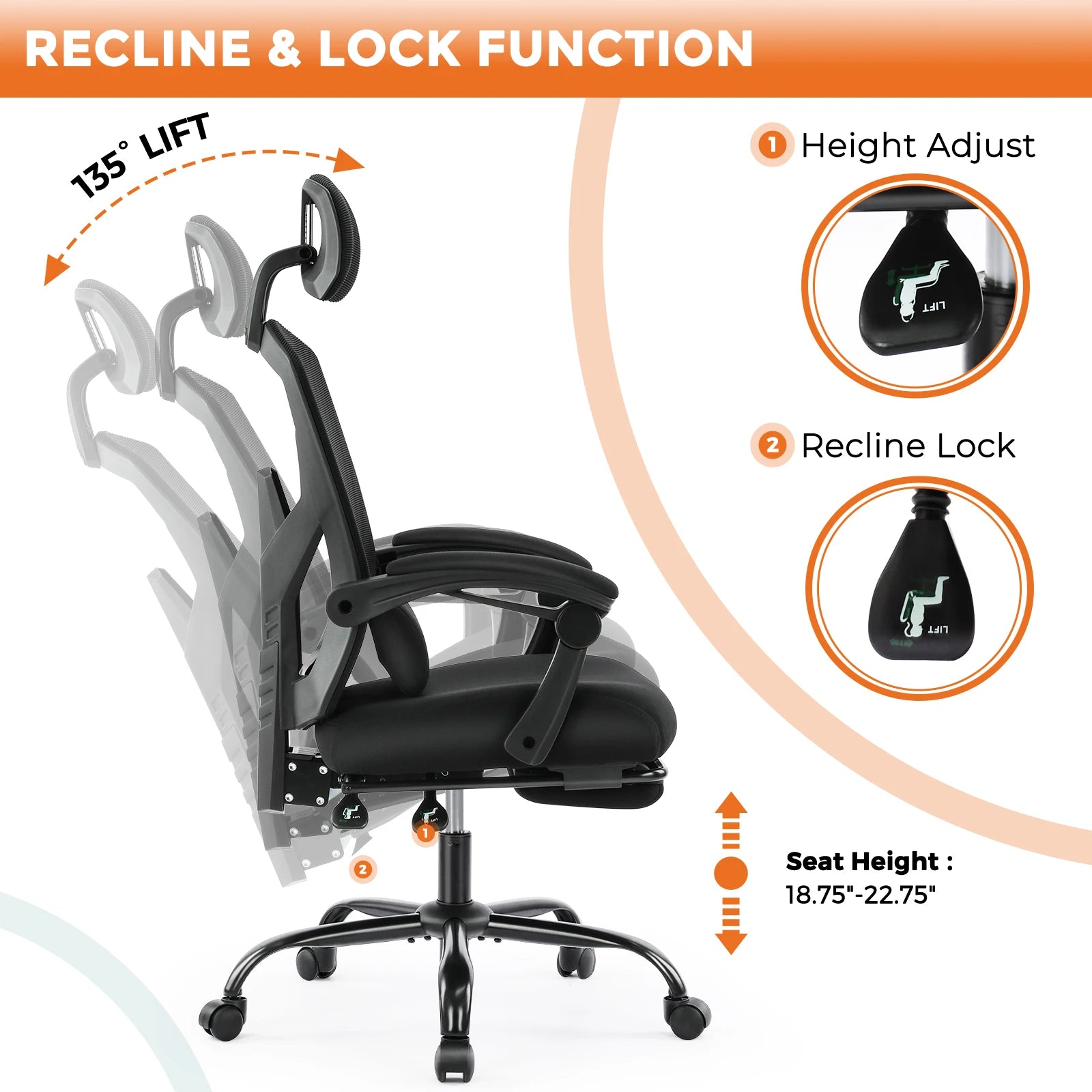 High Back Ergonomic Reclining Gaming Office Chair