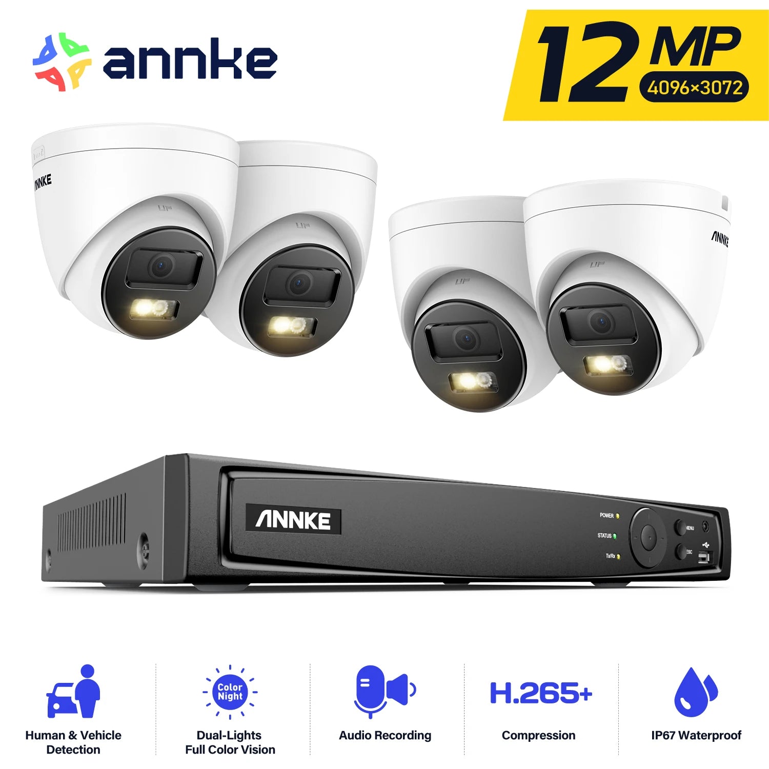 12MP POE Video Surveillance System 8CH NVR With 4/8 PCS
