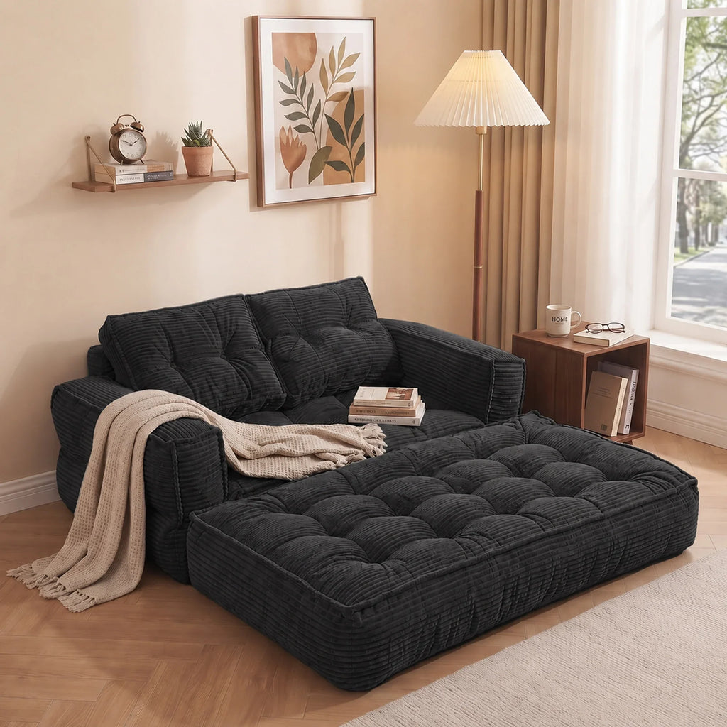 51" 2-Seater Modular Corduroy Sofa with Chaise