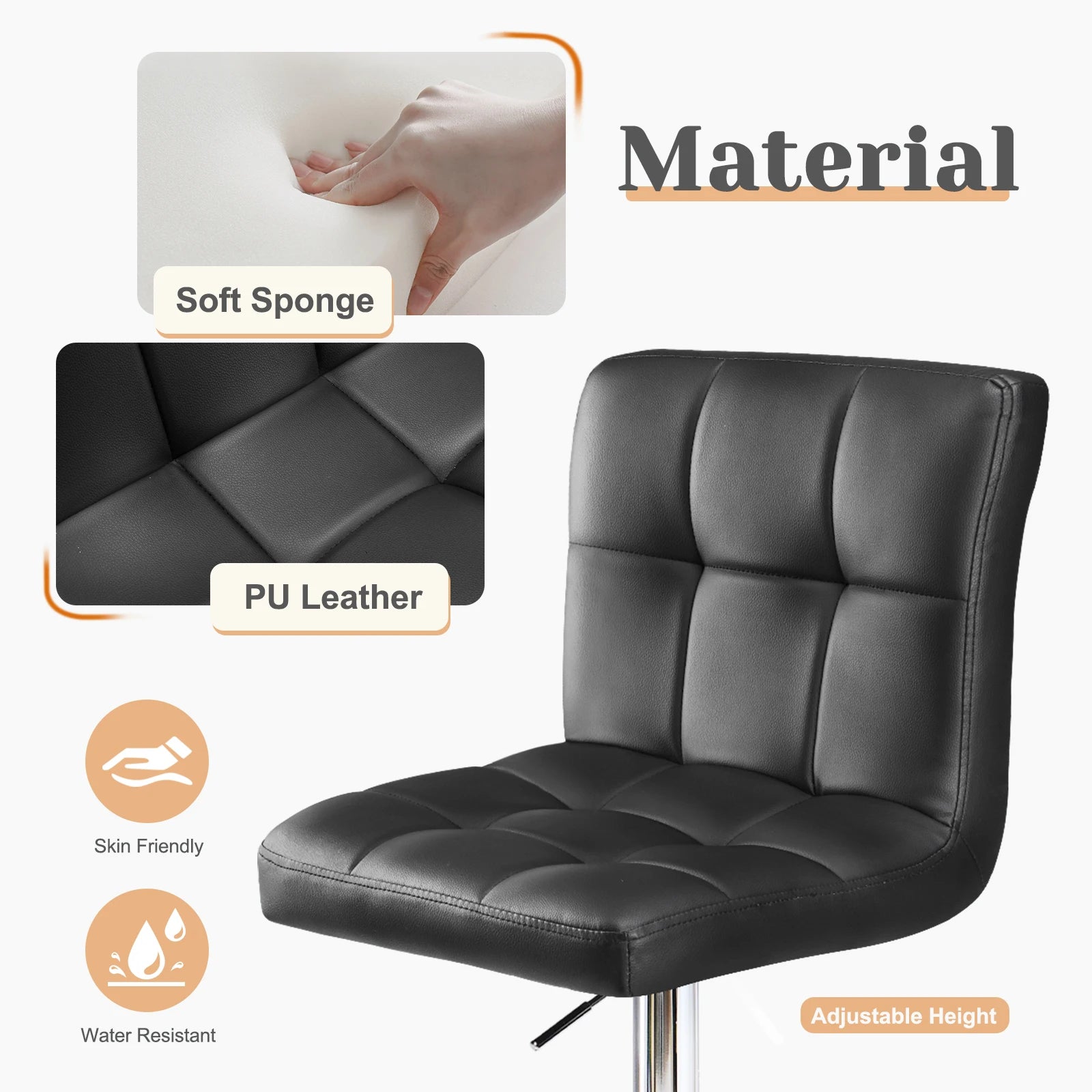 Leather Bar Stools Set of 2,