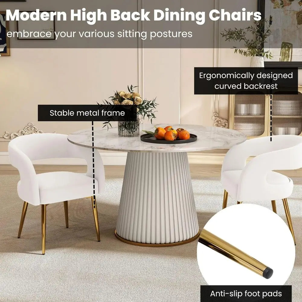 Velvet Upholstered Dining Chairs Set of 2
