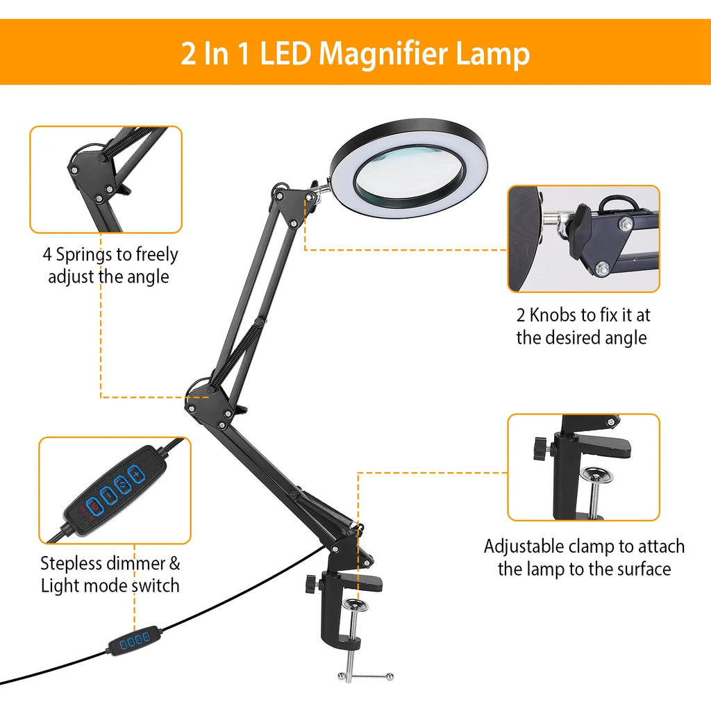 2-in-1 8X LED Magnifying Lamp with Light,