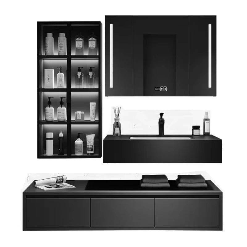Luxury Bathroom Vanity Cabinet with Side Cabinet Ceramic Basin