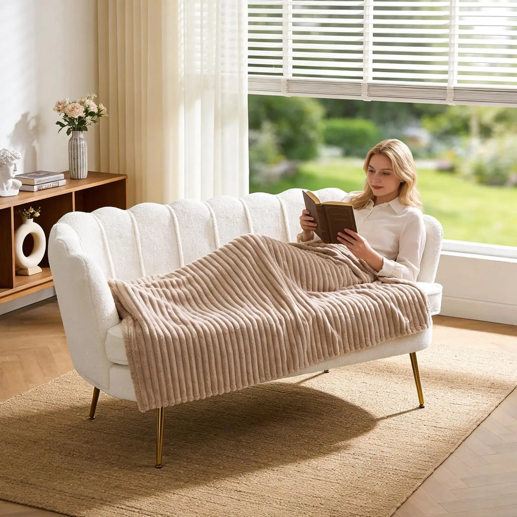 2-Seater Sofa, 59" Loveseat Settee with Gold Metal Legs