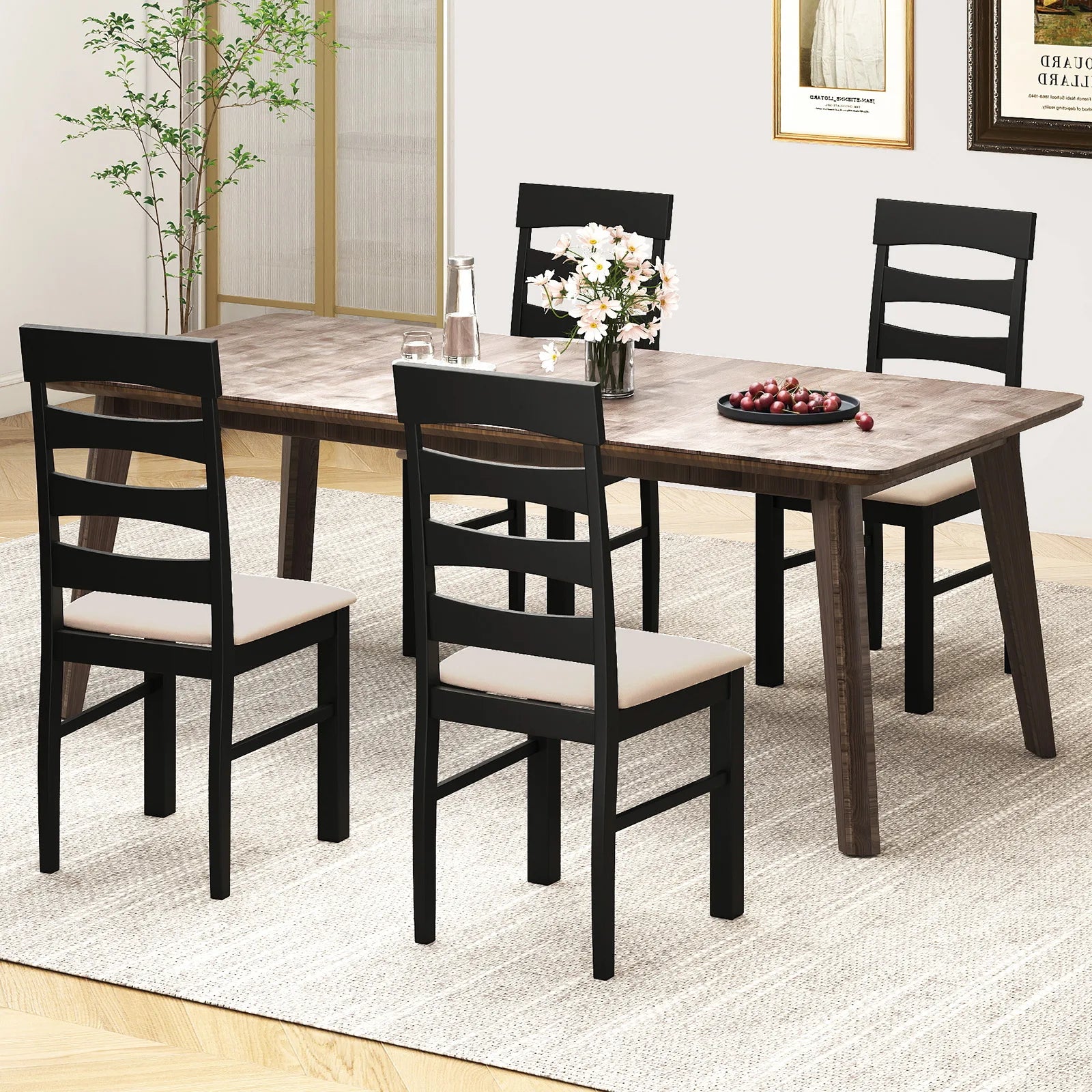 2 High Back Dining Room Chairs w/ Padded Seat