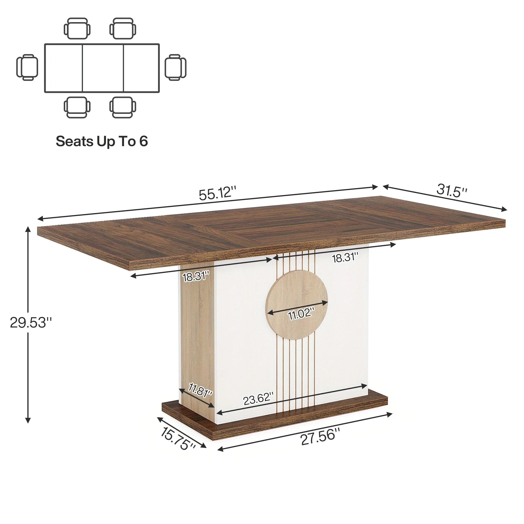Stylish Wooden Rectangular Dining Table