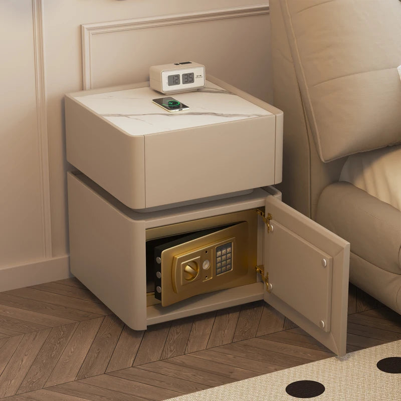 French Minimalist Bedside Table Classic with Safe