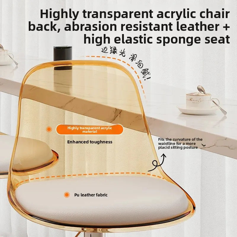 Adjustable Swivel Bar Stool Gas Lift High Back Leather
