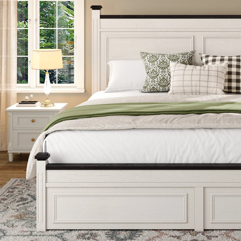 Tall 51.25" H Headboard Bed Frame with 2 with Storage Drawers