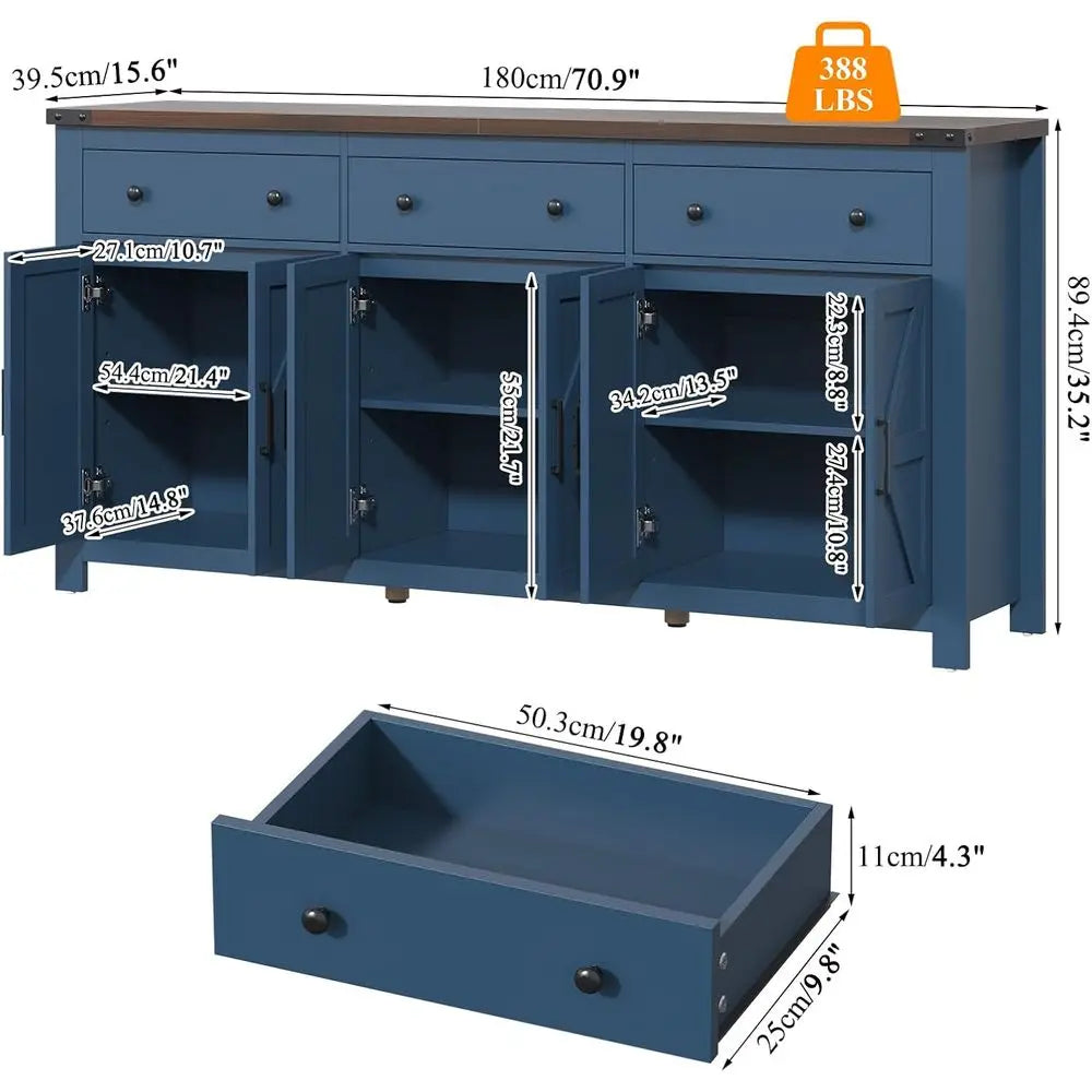 Large Sideboard Buffet Cabinet with Storage,