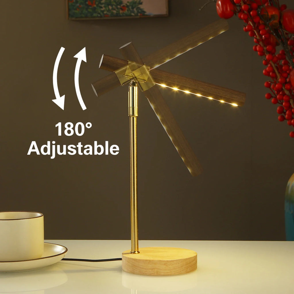 Wooden LED Table Lamp USB Powered Desk Lamp with 180° Adjustable Angle Night Light Minimalist Bedside Lamp for Bedroom Home