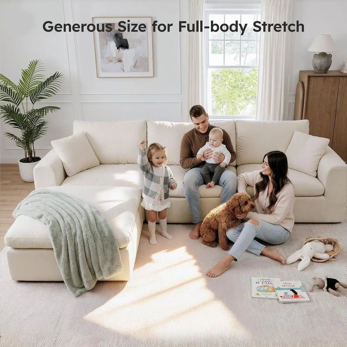 Modular Cloud Sectional Sofa, High Back Pillows