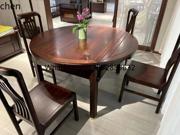 New Chinese-style all-solid wood rectangular dining table and chair combination