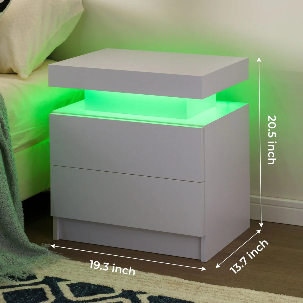 LED Nightstand with 2 Drawers