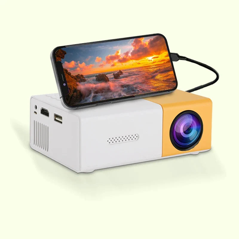 Mini Portable HD Projector for home, outdoor, and supporting USB, HDMI, and SD card links