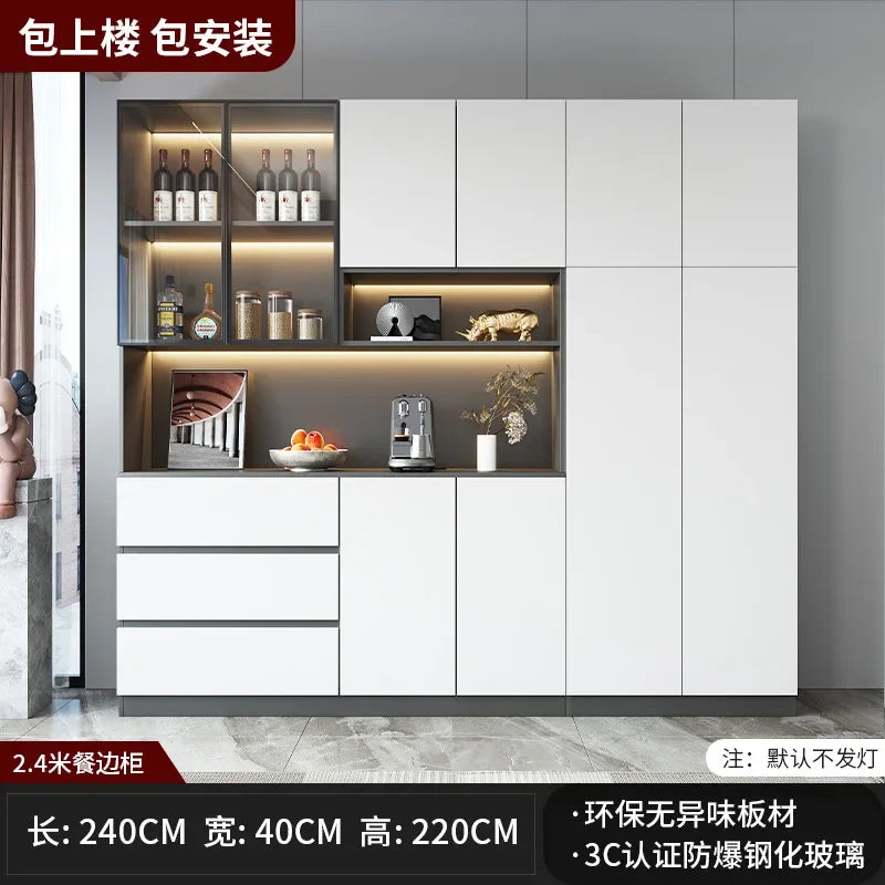 Kitchen Cabinet Sideboards Tall Cabinet with Glass Doors and Drawer Wine Cabinet Pantry Hunch with Shelves Kitchen Island