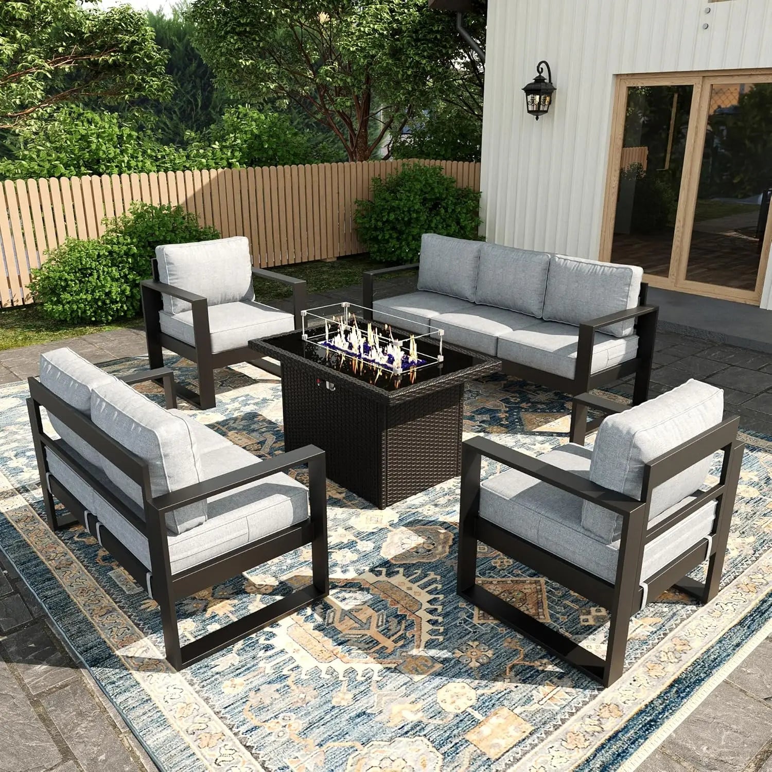 5 Piece Modern Aluminum Patio Furniture Set