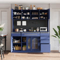 63'' W Buffet with Hutch,Large Coffee Bar Storage Cabinet with 6 Drawers,