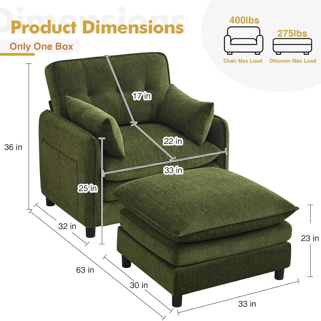 Oversized Accent Chair with Ottoman,