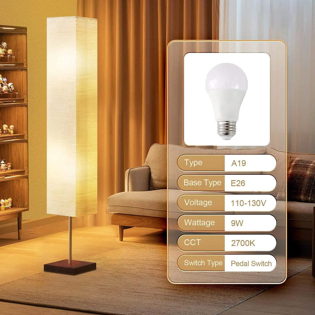 Adjustable Floor Lamp 65in Tall with Wood Base