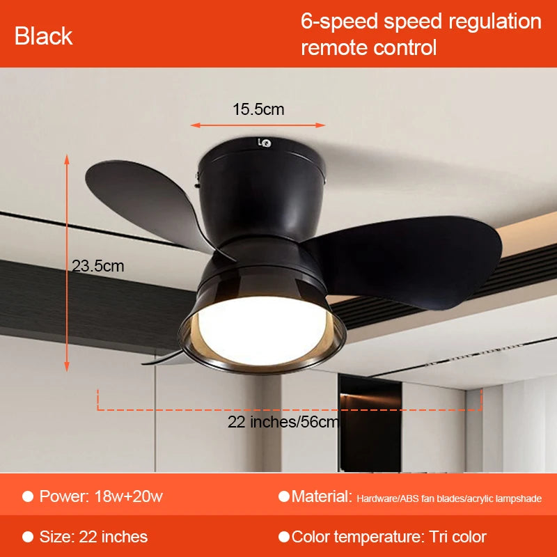 Nordic Ceiling Fan with Lights and Remote