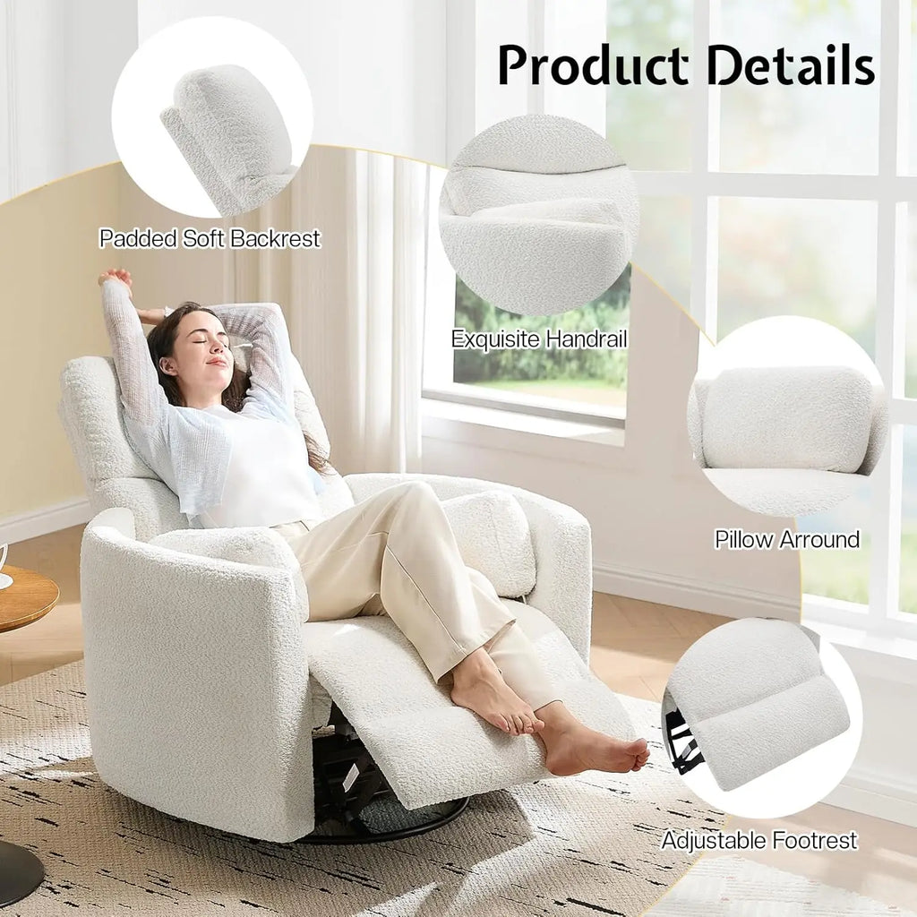 Power Recliner Chair Swivel Rocking Glider USB Type-C
