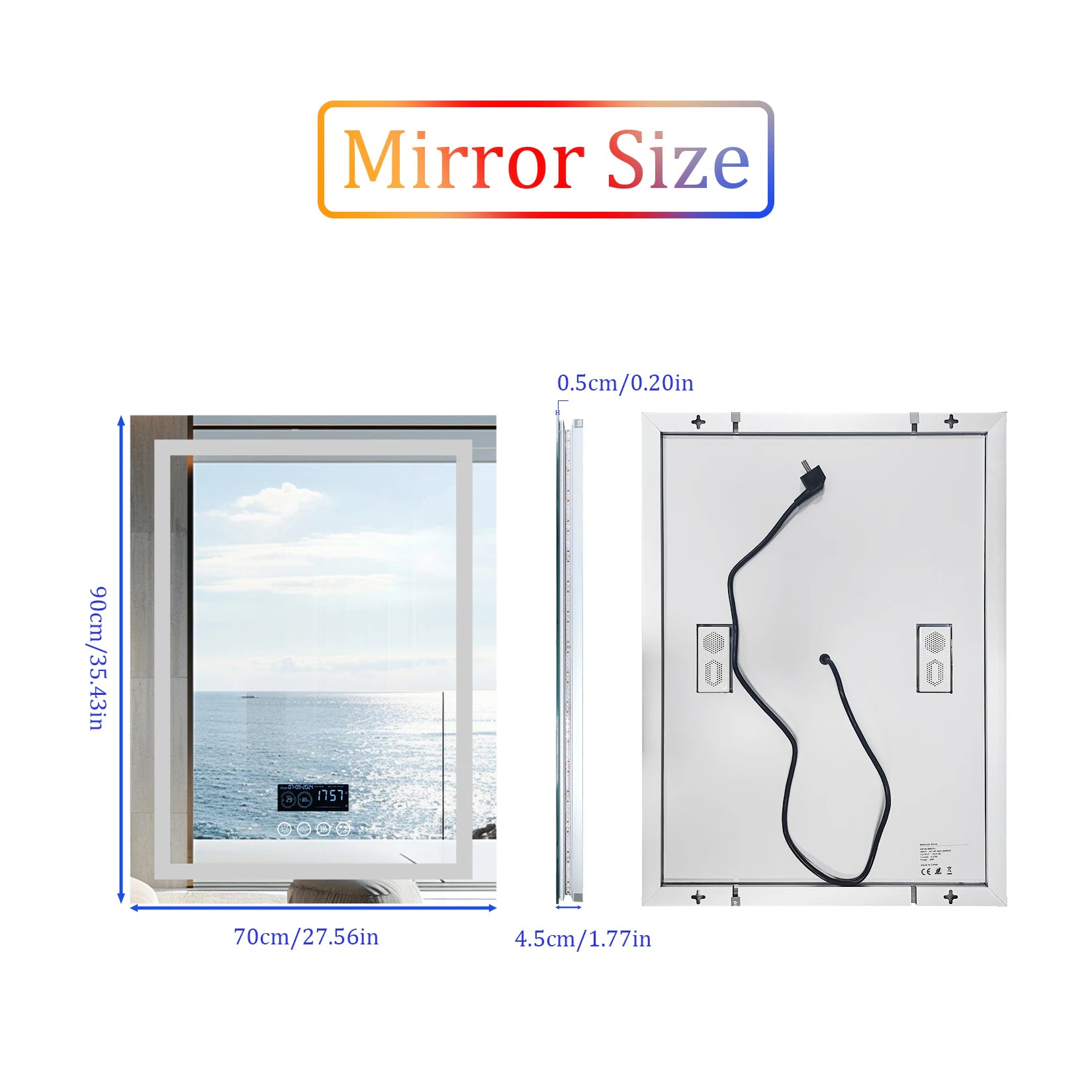 Lighted Bathroom Mirror with Bluetooth Speaker Smart LED