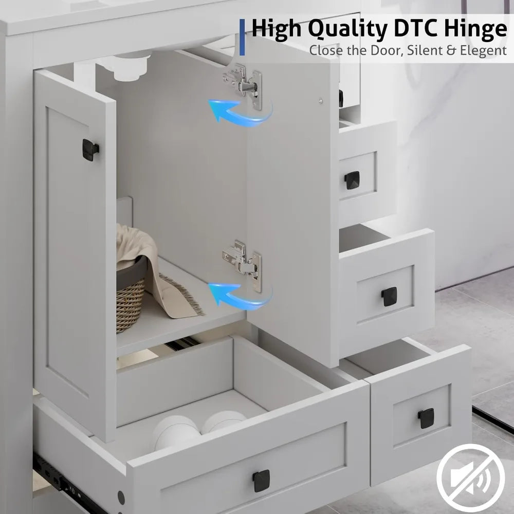 30" Bathroom Vanity Combo, Modern Painted Cabinet,