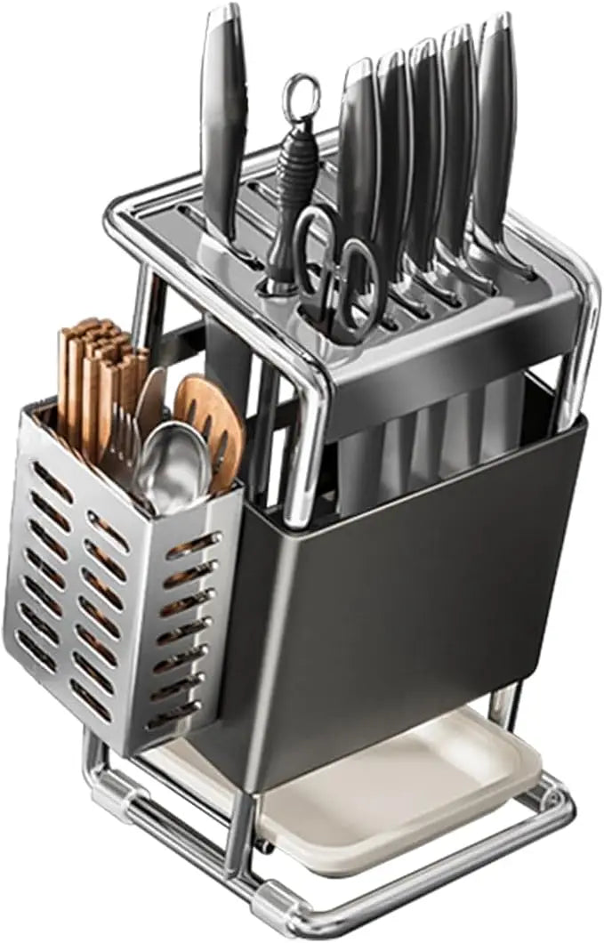 Knife Block with Drain Tray, Knife Holder without Knives
