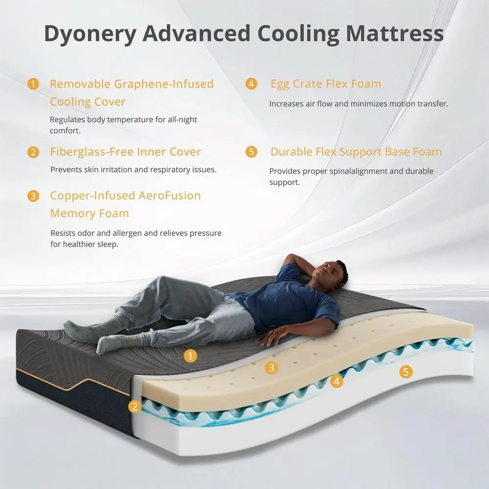 Queen Size 12 Inch Cooling Copper Gel Memory Foam Mattress
