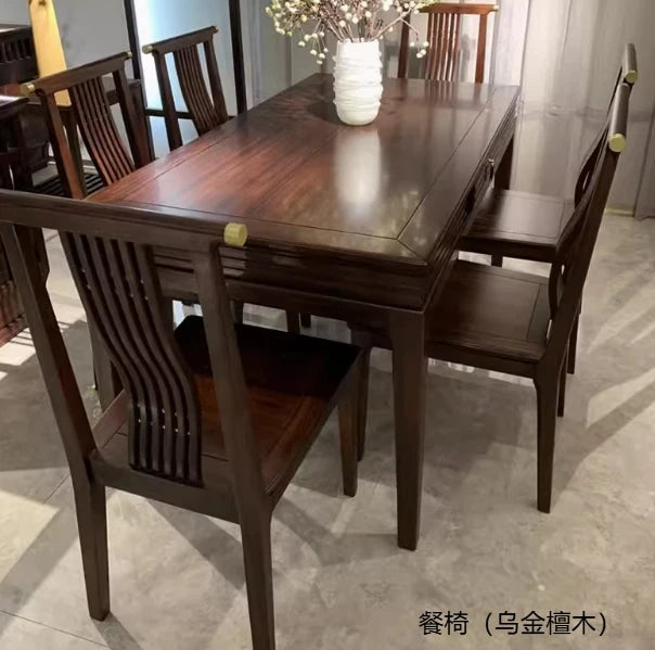New Chinese-style all-solid wood rectangular dining table and chair combination