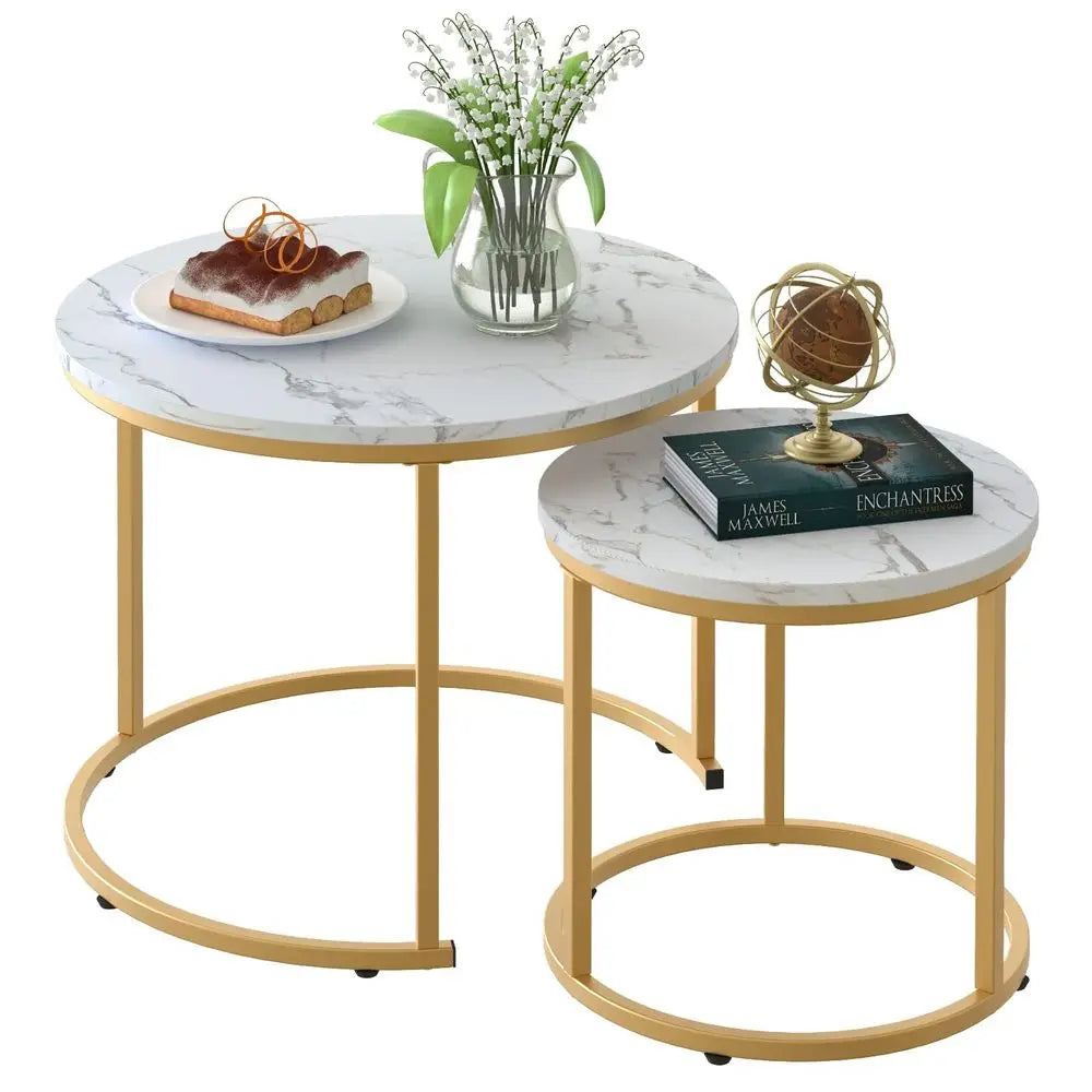 White Set of 2 Coffee Nesting Tables