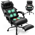 Ergonomic Vibration & Heat Massage Office Chair, 6 Points, 500 lbs Capacity, Dual-Use Pillow, Suitable for Home & Office, Black