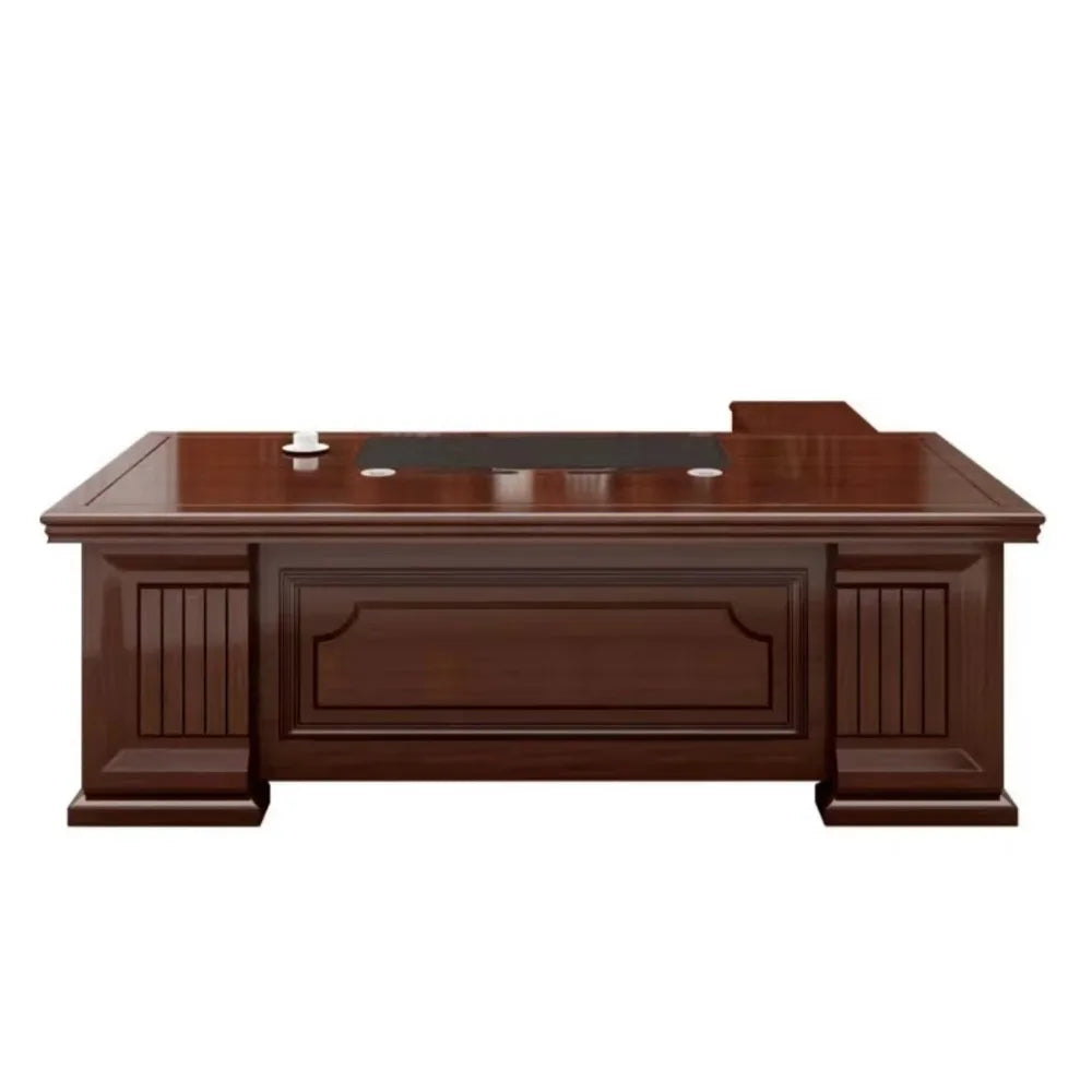 Executive Office Desk Solid Wood Manager Desk with Side Cabinet