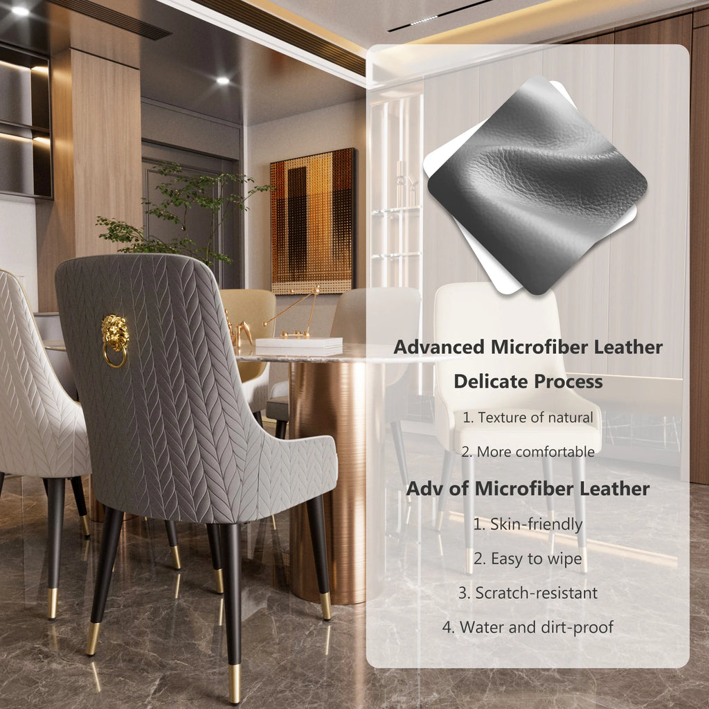 Modern PU Leather Set of 2 Dining Chairs with Metal Legs