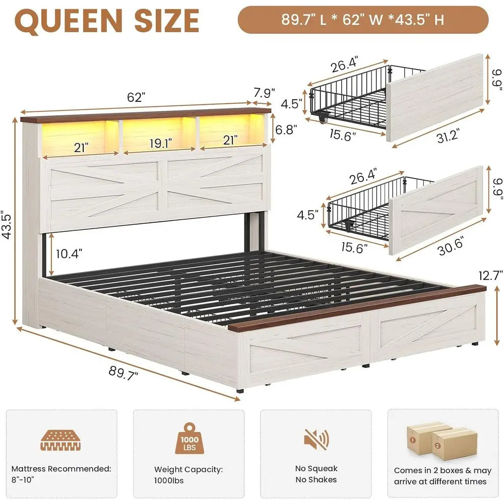 Queen Bed with 6 Drawers