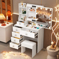 White LED Makeup Vanity Set with Sliding Mirror