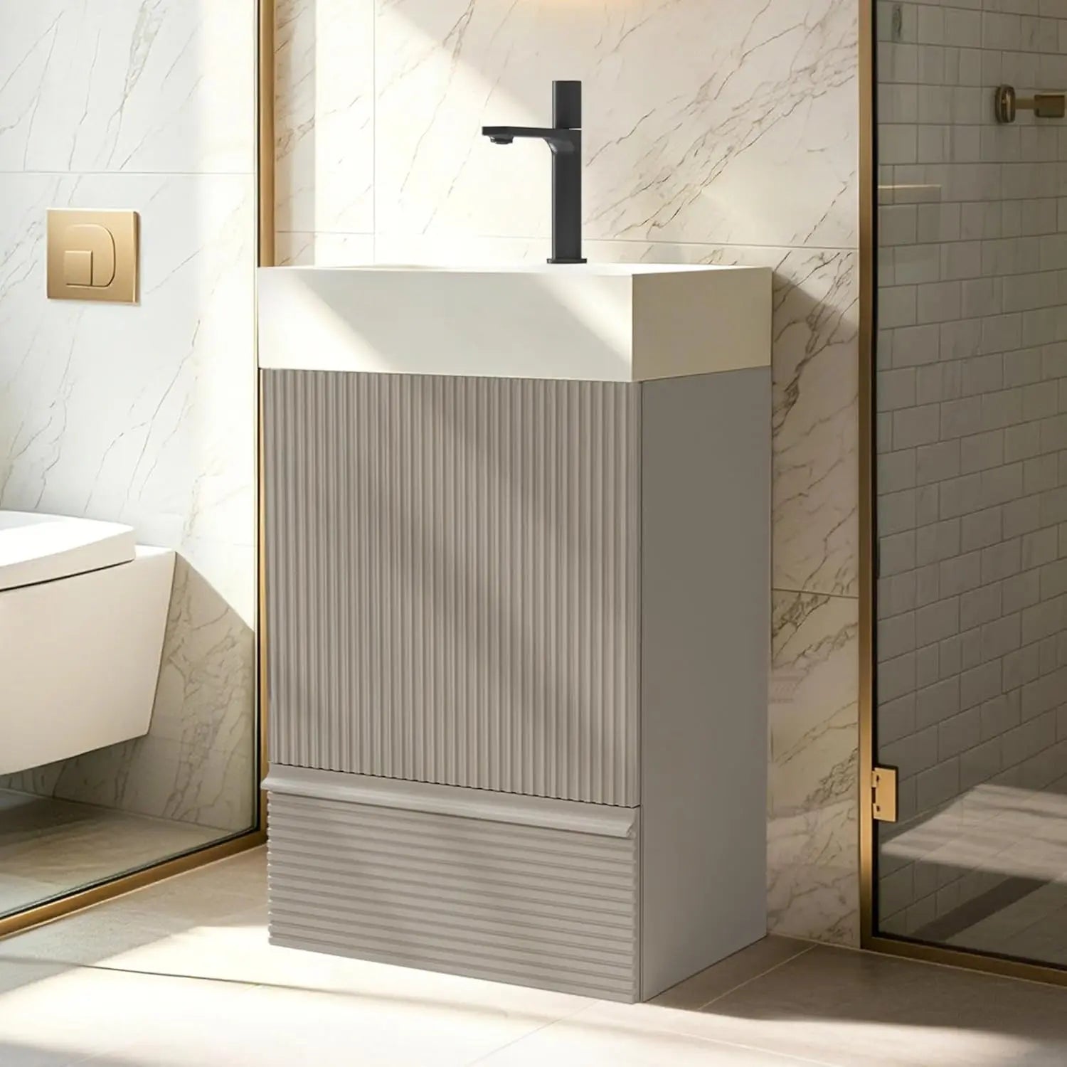 20 in Bathroom Vanity Ceramic Sink Freestanding Cabinet
