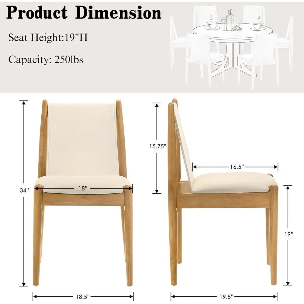 Set of 6 Linen Beige Upholstered Dining Chairs with Wooden Arms, Suitable for Kitchen, Dining Room, Restaurant, Living Room