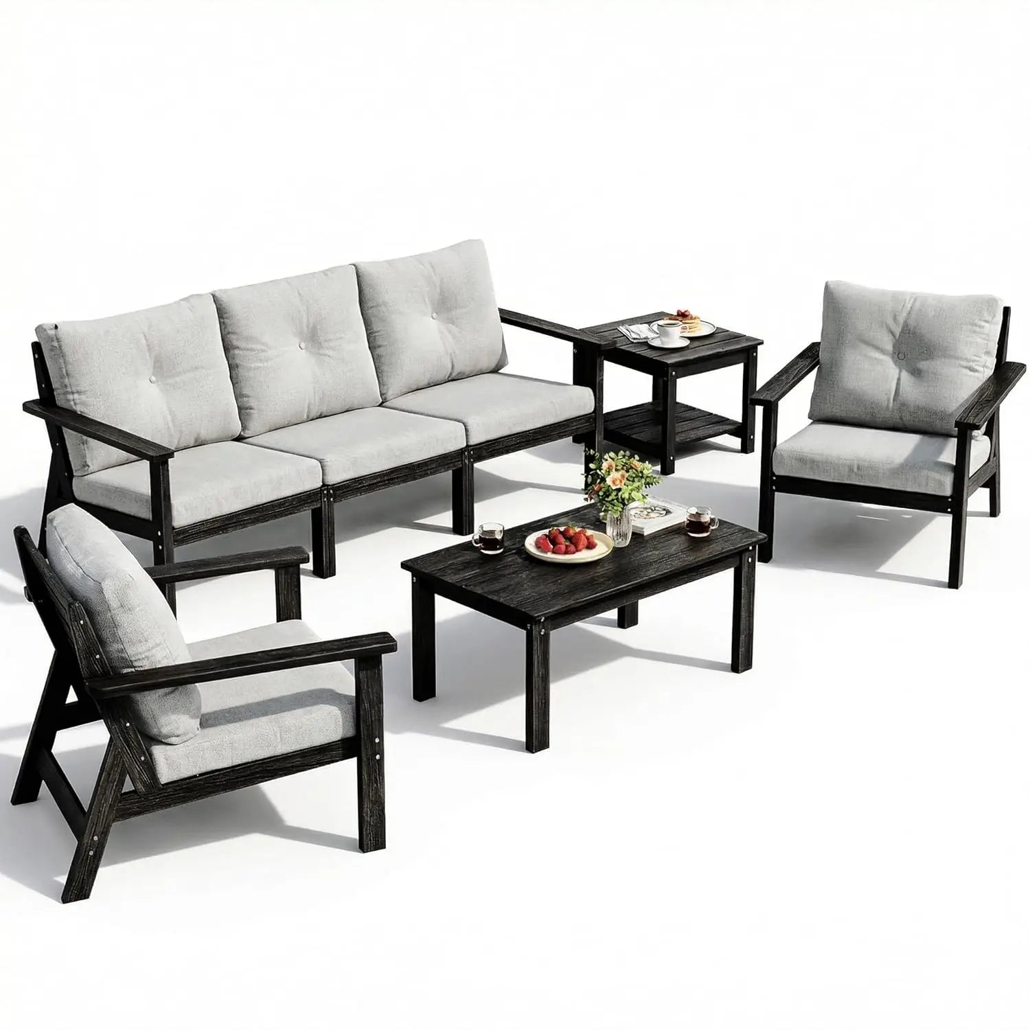 6pc Patio Sectional Sofa Set All Weather