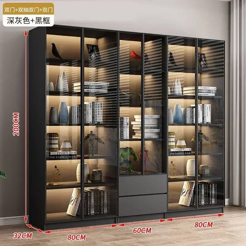 Modern Living Room Cabinet Bookcase with Glass Door Display