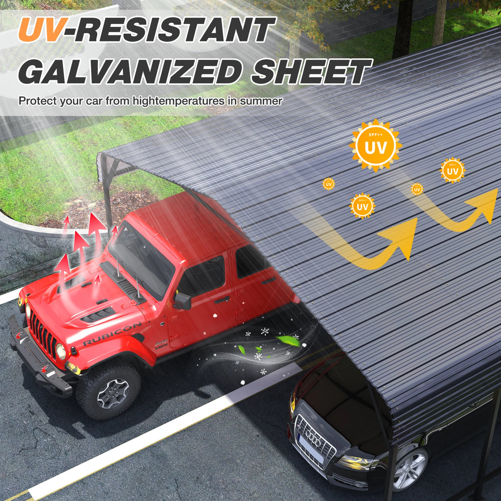 10x15~20x40FT Multi-Size Metal Carport w/ Enhanced Base