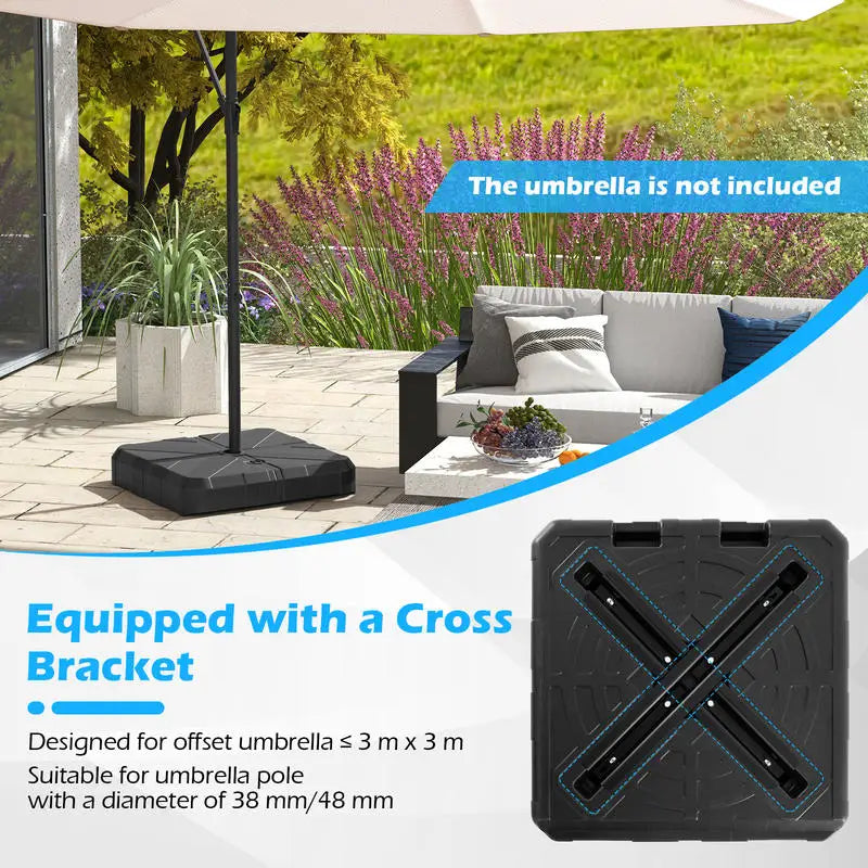 Weighted Offset Umbrella Base with Cross Bracket and Cut-out Handles