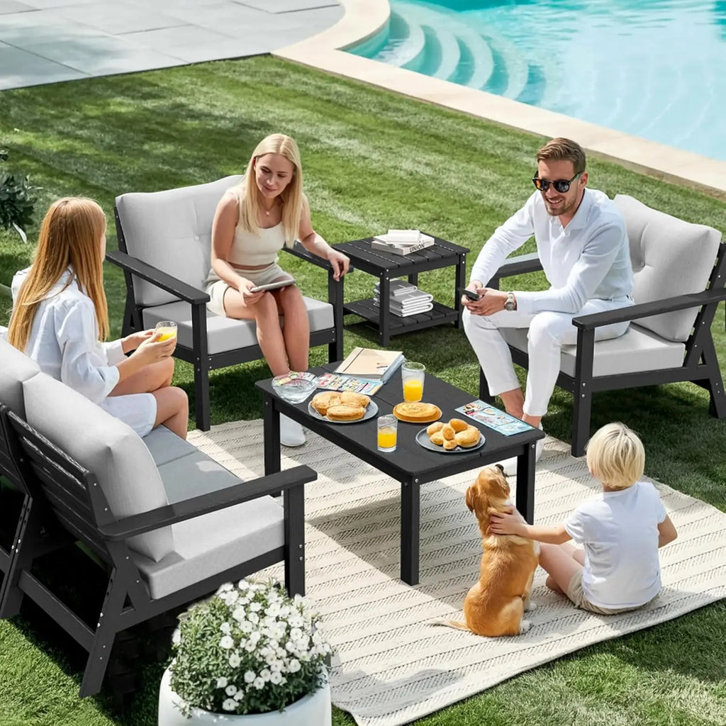 6pc Patio Sectional Sofa Set All Weather